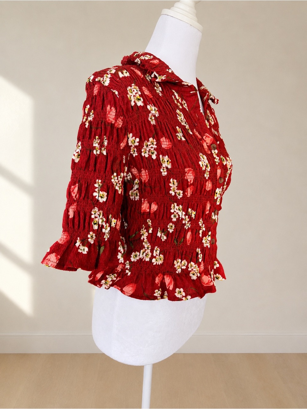 Maeve Smocked Button-Front Floral Top - Picture 5 of 9